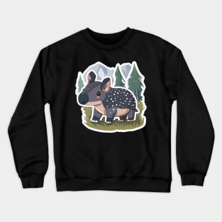 Cute Mountain Tapir Illustration - Adorable Animal Art Crewneck Sweatshirt